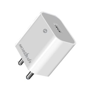 Mobbuds Navfast Adaptor 2.4A 12W Fast Wall Charger for Vivo, Oppo, Real Me, Samsung S4/S5, and More(White)