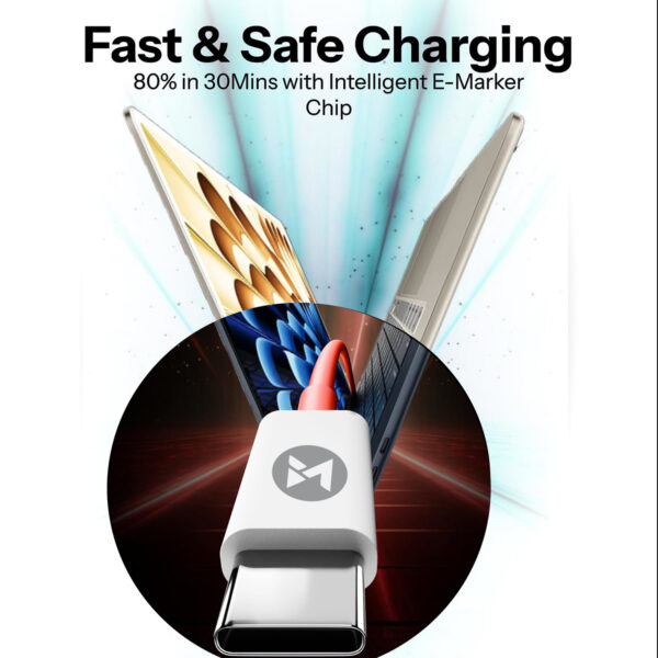 MOBbuds Navfast-2 100W USB-A to Type-C Fast Charging/Data Cable for OnePlus – Original 1M Warp Charge Wire, Compatible with One-Plus 11R, 8T, Nord, Mobile, Red Ultra Data Sync Charger Cord (10A, 80W/100W Watt) - Image 5